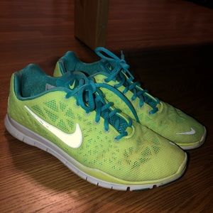 Neon Nike running shoes